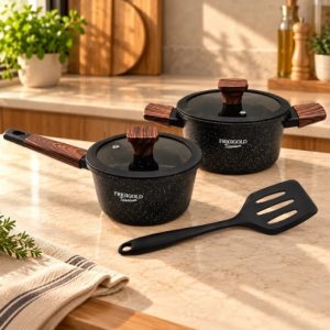 Kit Panela 18cm +caçarola 16cm+ Espátula Titanium Frigigold